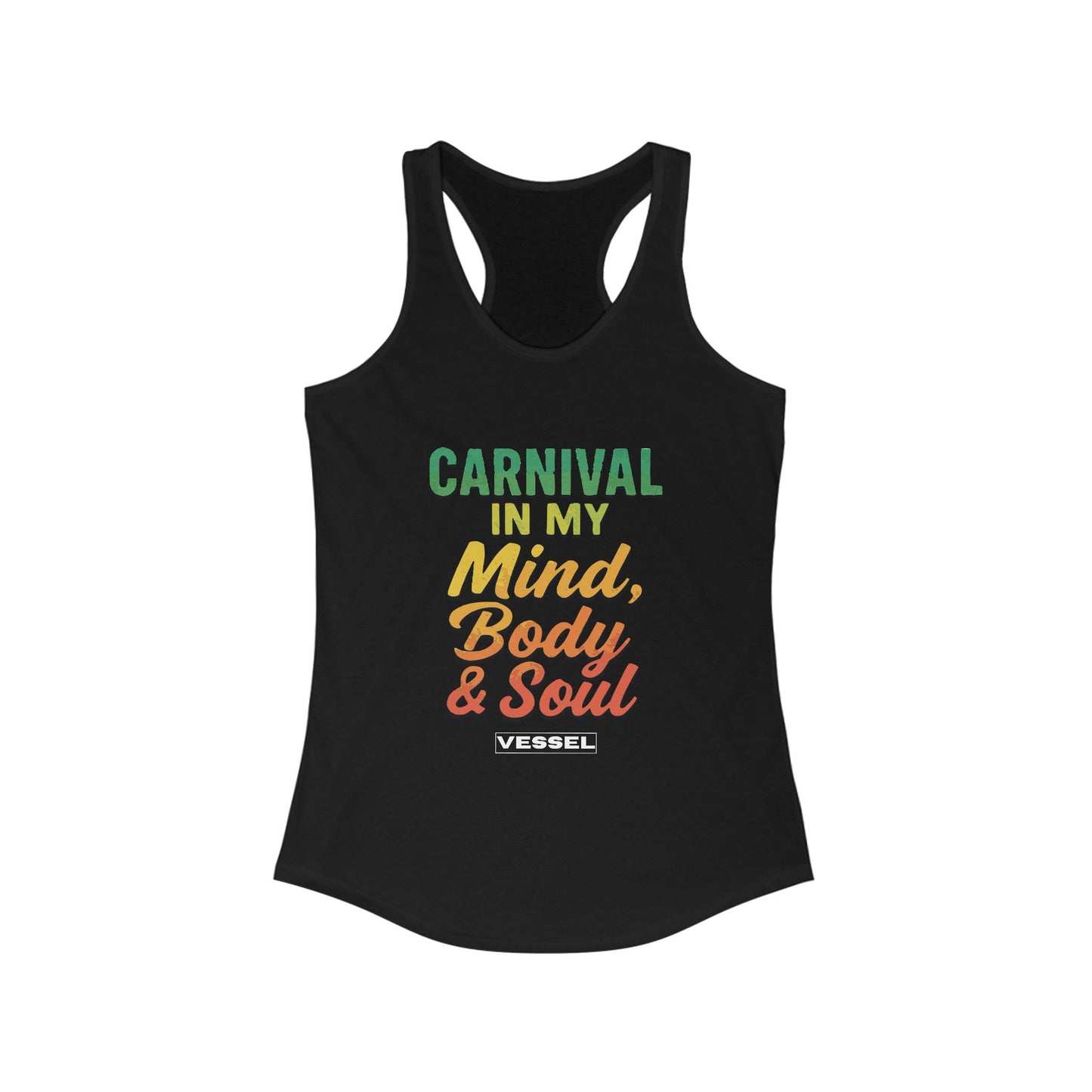 Carnival Spirit Racerback Tank Top for Women - Mind, Body & Soul Design